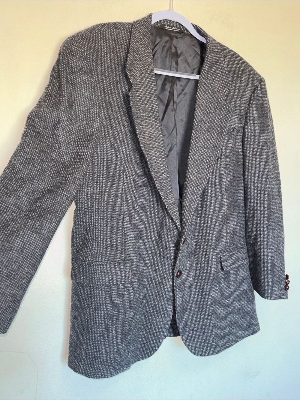 VTG Deansgate Sport Coat 43L Herringbone Wool Lambswool Tweed Jacket Academia